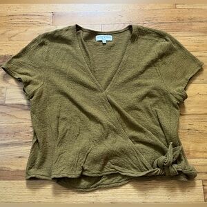Madewell tie-front wrap top size L